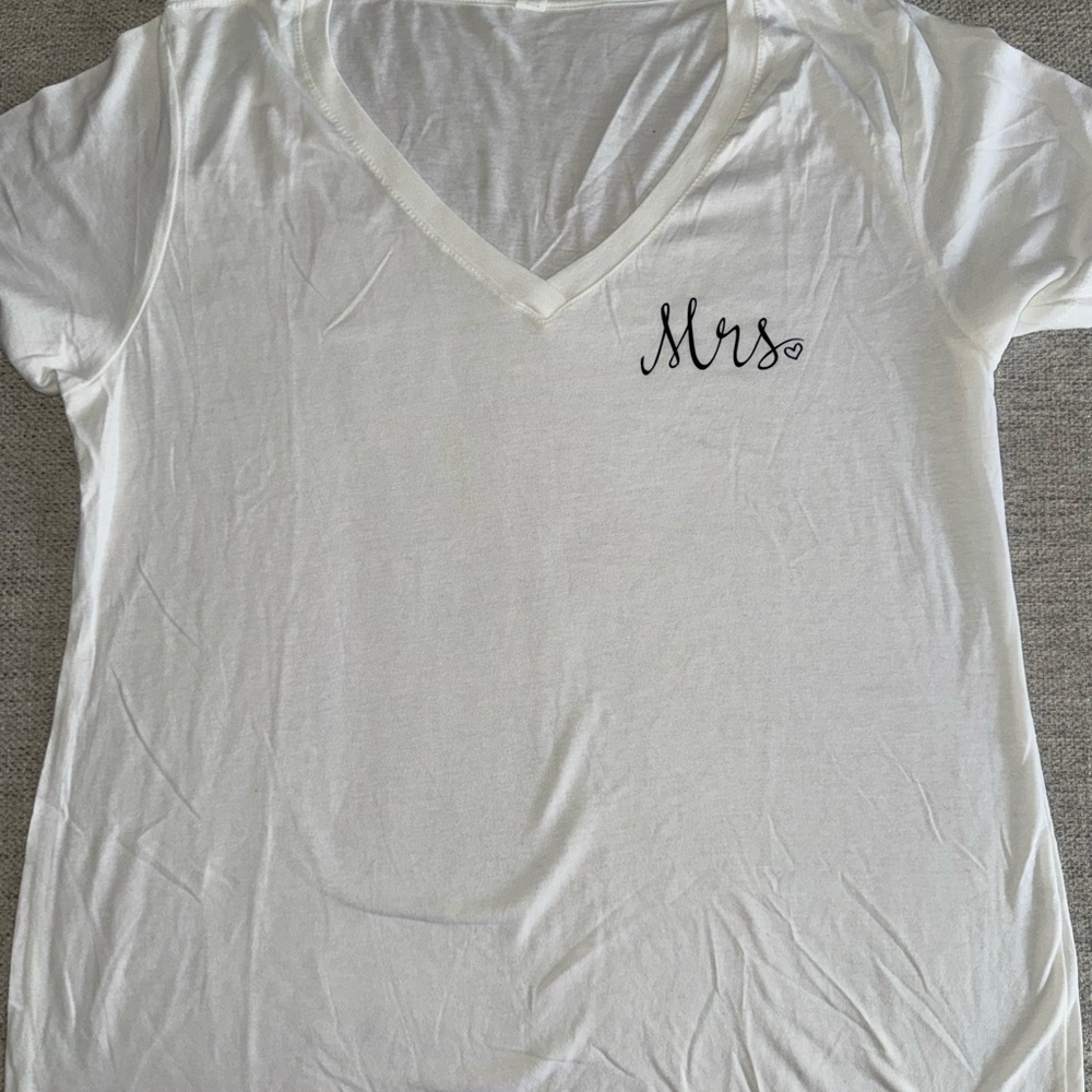 Next Level Apparel Ivory 'Mrs' V-Neck Tee